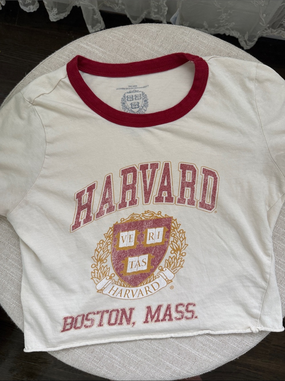 Harvard University Cropped Top Tee Shirt - Size Small